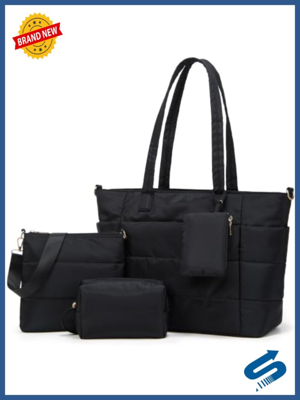 Puffer Tote Bag Lightweight Quilted Nylon Travel Gym Work Handbag